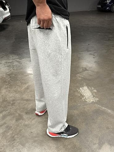 tech fleece: Мужские спортивные брюки джоггеры, цвет светло‑серый меланж. - — 3