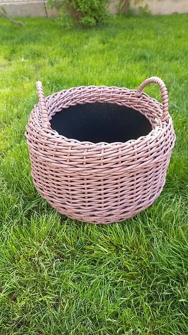 для набора: Плетёные корзины-кашпо для дома и сада - Форма: округлая, широкое — 1