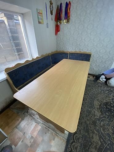 заказать столешницу по размерам: Кухонный мягкий уголок, МДФ, цвет - Синий — 3