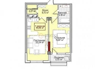 перле: 2 комнаты, 55 м², Элитка, 2 этаж, Готовая ПСО (под самоотделку) — 3