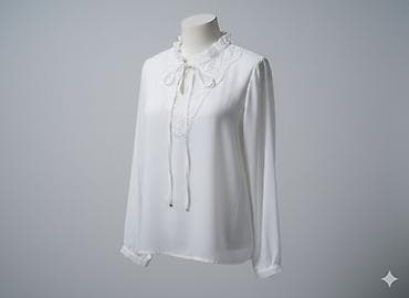 Шымдар: Белая женская блузка с кружевной отделкой и завязками - Цвет: белый — 1