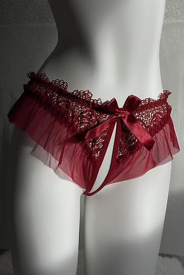 Шымдар: Трусики с доступам бордового цвета с декором - Эффектный дизайн с — 1