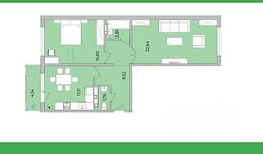 kva: 2 комнаты, 71 м², 108 серия, 8 этаж, ПСО (под самоотделку) — 1