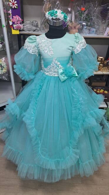 кыргызские национальные платья для девочек: Детское платье, цвет - Белый, Новый — 8