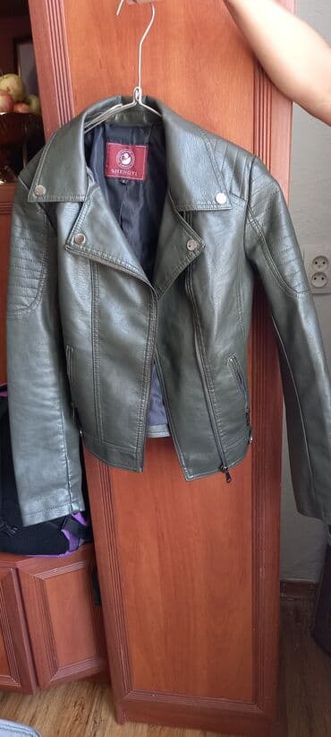 женские пиджаки жакеты: Кожанная куртка цвет хаки новый из Росии — 2