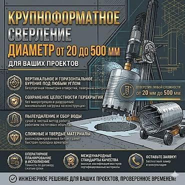 бур для скважин: Крупноформатное алмазное сверление под инженерные задачи. - Диаметры — 1
