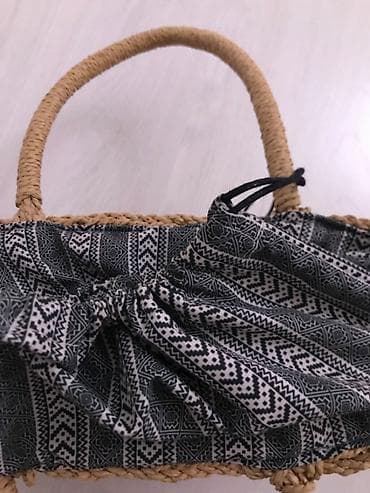 sauna belt: Плетёная сумка-тоут из рафии/соломы с текстильным мешком-вкладышем — 5