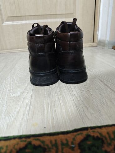 кожаный обувь: Мужские кожаные ботинки высокого кроя Размер: 41 - Цвет: кофейный - — 4