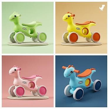 Беговел-динозаврик для малышей - Яркий дизайн в форме динозаврика