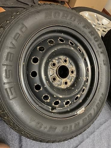 Колеса в сборе 195 / 65 / R 15, Зимняя шипованная, Б/у, Комплект, Легковые, Железные, отверстий - 5 — 7