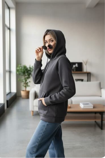 Спецодежда: Базовое худи унисекс с капюшоном и карманом-кенгуру. - Прямой силуэт — 1