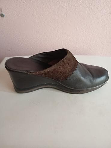 женские мокасины: Женские сабо/мюли на танкетке. - Цвет: темно-коричневый - Материалы — 2