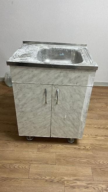 Прикроватные тумбы: Тумба для кухни, С мойкой, Напольная, цвет - Серый — 1