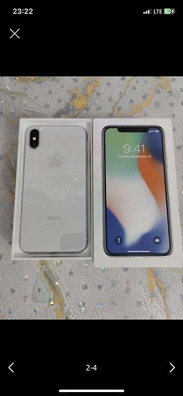 айфон смартфон: IPhone X, 256 ГБ, серебристый вложения зади скол есть - Память: 256 ГБ — 3