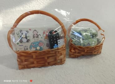 корзина для детей: Подарочные наборы для малыша в пакетах-корзинках - Деревянный — 1