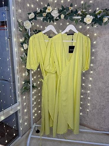 Личные вещи: Повседневное платье, Лето, Длинная модель, Лен, На запах, S — 4