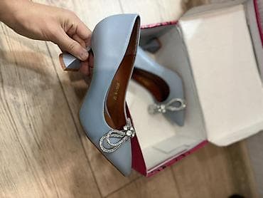 туфли для танцы: Туфли-лодочки женские, голубые - Модель: закрытые лодочки с острым — 1