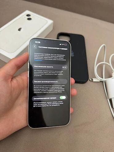 iphone 19: IPhone 13, Б/у, 128 ГБ, Белый, Зарядное устройство, Защитное стекло, Чехол, 89 % — 9