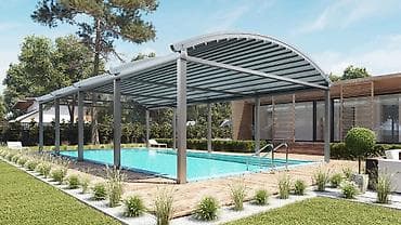 перголы: Пергола, Металл, Пристенная, Встроенная подсветка — 8