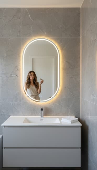 Зеркало для ванной с подсветкой - Форма: овальное, вертикальная