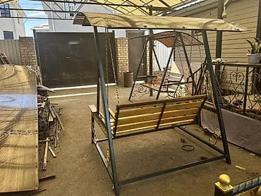 крыша дом: Садовые качели Металл, Со спинкой, С крышей — 4