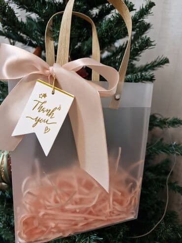 подарочный пакет: Подарочные пакеты с декором🛍 - Материал: плотный матовый пластик - — 2