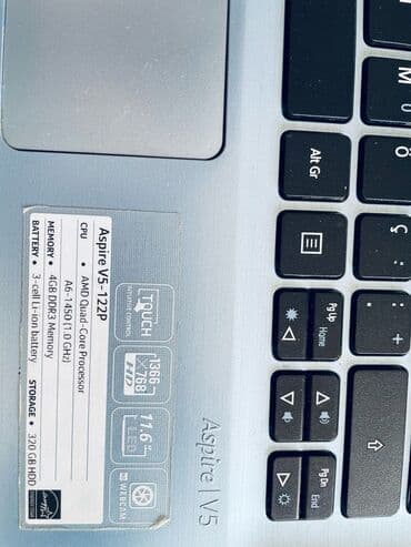 нетбук нр: Нетбук, Acer, 4 ГБ ОЭТ, Intel Pentium, 11.6 ", Колдонулган, Татаал эмес тапшырмалар үчүн, эс тутум SSD — 4