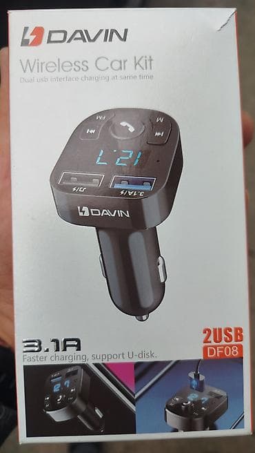 колонки и динамики: Автомобильный Bluetooth FM‑трансмиттер DAVIN DF08 - Назначение — 1