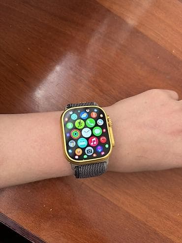 Другие смарт-часы: Смарт‑часы в стиле Apple Watch Ultra с золотистым корпусом и — 1