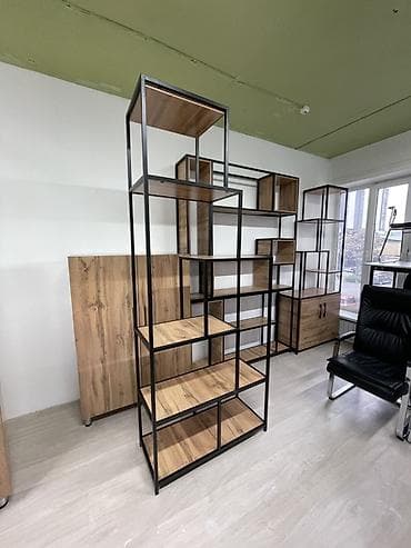 Кеңсе стеллаждары: Кеңсе стеллаж, ЛДСП, түсү - Кара — 1