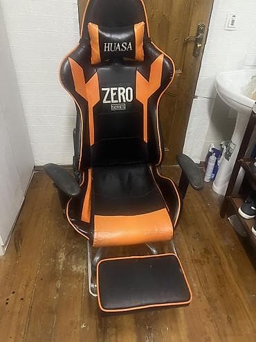 куплю сары май: Игровое кресло, Б/у, С колесиками, цвет - Оранжевый, Экокожа — 5