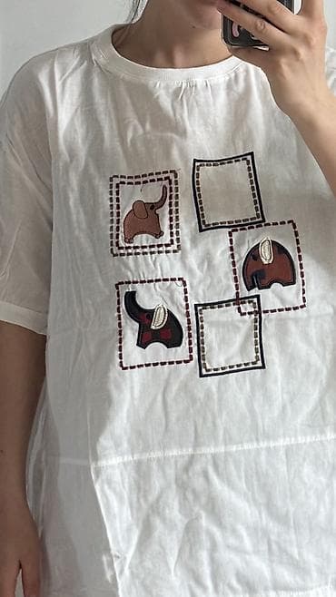 Личные вещи: Новая футболка лён с регулирующимся шнурком 
Размер оверсайз — 4