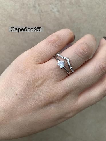 кольцо с жемчугом: Комплект колец из серебра 925 пробы. - Два отдельных кольца, которые — 1
