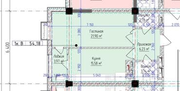 ул баканбаева 5 7 дома: 1 комната, 54 м², Элитка, 5 этаж, ПСО (под самоотделку) — 1