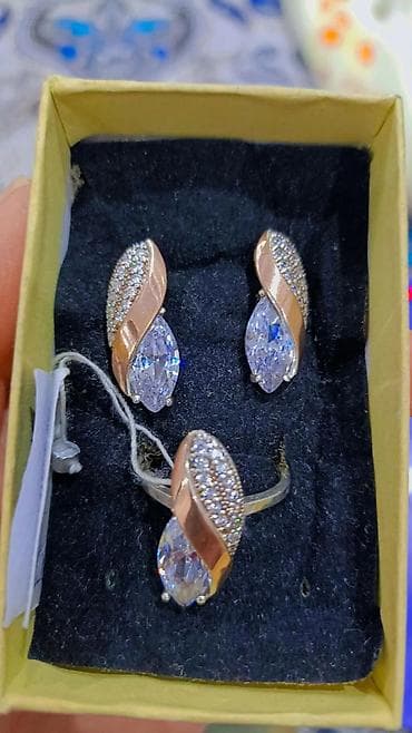 серебро с напылением золота: Серебряные серьги, Проба 925, Женские, Новый — 1