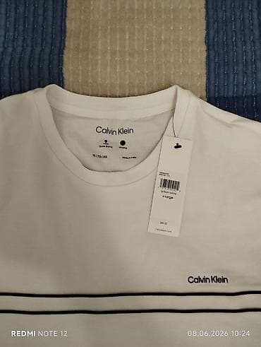 Эркектердин футболкасы, XL, Calvin Klein, Жаңы, түсү - Ак — 2