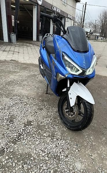 крыло для велика: Скутер классического городского формата, с ярким синим кузовом и белым — 2