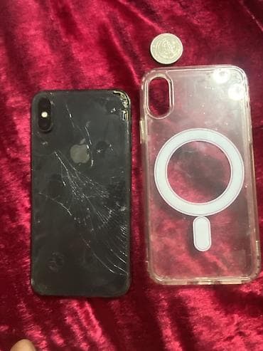айфон запчас: IPhone X, Б/у, 64 ГБ, Черный, Чехол, 100 % — 1