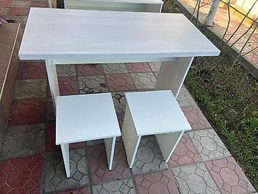 столы пуфики: Кухонный стол и стул, цвет - Белый — 1