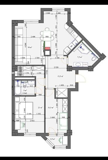 delmar: 3 комнаты, 92 м², Тунгуч мкр Элитка, 14 этаж, ПСО (под самоотделку) — 9