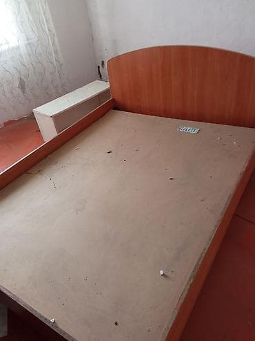 Эки кишилик керебеттер: Двуспальная кровать с изголовьем, корпус ЛДСП под древесную текстуру — 2