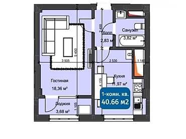 1 комната, 41 м², Элитка, 13 этаж, ПСО (под самоотделку)