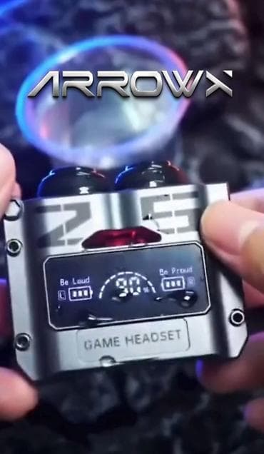 Портативные консоли: Беспроводные наушники ARROWX в футуристичном металлическом кейсе с — 1