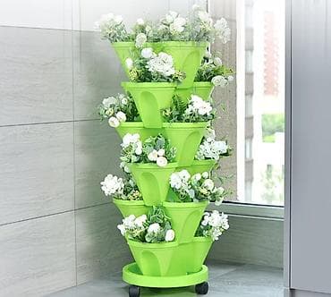 Многоярусный вертикальный цветочный горшок на колесной платформе -