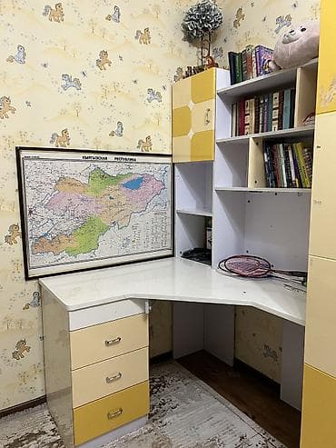 лабубу цена оригинал: Детский модульный комплект мебели: угловой письменный стол + стеллаж с — 3