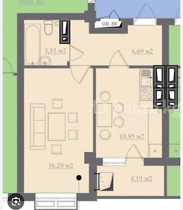 квартира тец 2: 1 комната, 42 м², Элитка, 7 этаж, Готовая ПСО (под самоотделку) — 1