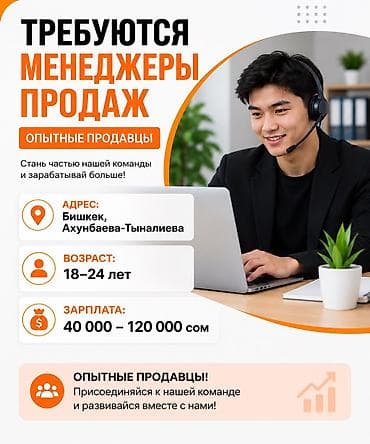 Талап кылынат Сатуу боюнча менеджер, Иш тартиби: Алты күндүк, Толук жумуш күнү, Карьера жактан көтөрүлүү — 1