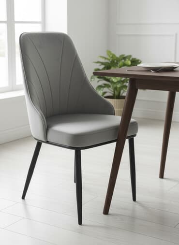 мебель бишкек столы и стулья фото цены: Стул обеденный с мягкой спинкой - Обивка: бархатистый велюр серого — 1
