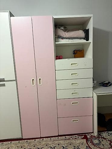 шкваф: Детский шкаф, Новый, Для одежды, Для девочки, ДСП, цвет - Розовый — 3