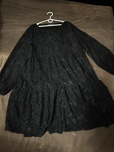 Платья: Черное кружевное платье Reserved, размер M. - Силуэт: свободный, с — 3